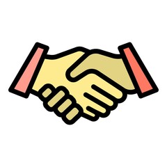 Poster - Friends handshake icon. Outline friends handshake vector icon color flat isolated