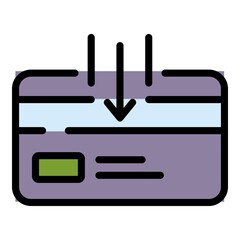 Poster - Bank credit card icon. Outline bank credit card vector icon color flat isolated