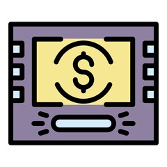 Poster - Atm money icon. Outline atm money vector icon color flat isolated