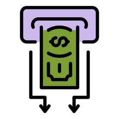 Poster - Atm money cash icon. Outline atm money cash vector icon color flat isolated