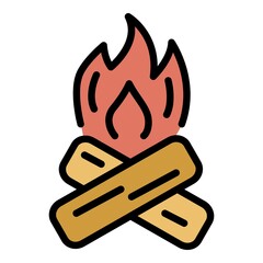 Poster - campfire icon. outline campfire vector icon color flat isolated
