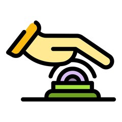 Poster - Hand touch authentication icon. Outline hand touch authentication vector icon color flat isolated