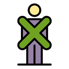 Poster - No biometric identification icon. Outline no biometric identification vector icon color flat isolated