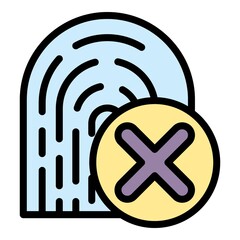 Poster - Fingerprint rejected icon. Outline fingerprint rejected vector icon color flat isolated
