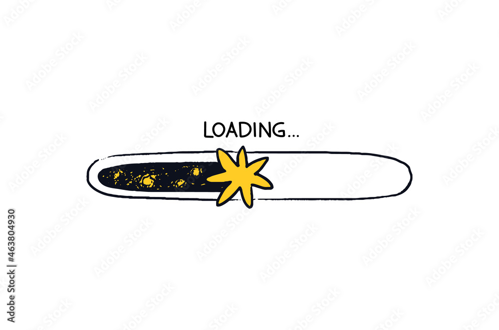Doodle star loading bar isolated. Hand-drawn progress bar with yellow ...