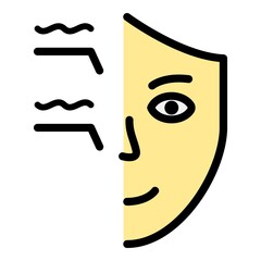 Poster - Biometric face recognition icon. Outline biometric face recognition vector icon color flat isolated