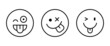 © Aygun - Winking face with tongue icon. Vector joking winky emoticon. Funny joke. Winking tease smile yellow button, vector, sign, symbol, logo, illustration, editable stroke, flat design style isolated on whi
