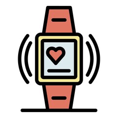 Poster - Smartwatch icon. Outline smartwatch vector icon color flat isolated