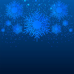 Blue merry christmas snowflakes background