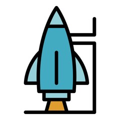 Poster - Rocket campaign icon. Outline rocket campaign vector icon color flat isolated