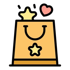 Poster - Eco bag campaign icon. Outline eco bag campaign vector icon color flat isolated
