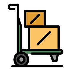 Poster - Relocation cart icon. Outline relocation cart vector icon color flat isolated
