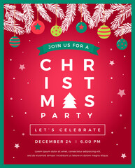 Sticker - Christmas party card design template.