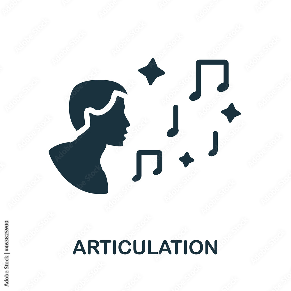 Articulation icon. Monochrome sign from cognitive skills collection. Creative Articulation icon illustration for web design, infographics and more
