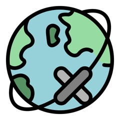 Poster - Global satellite icon. Outline global satellite vector icon color flat isolated