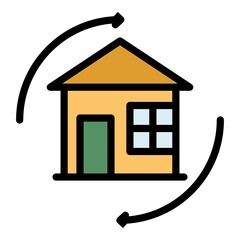 Poster - House relocation icon. Outline house relocation vector icon color flat isolated