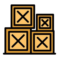 Poster - Parcel relocation box icon. Outline parcel relocation box vector icon color flat isolated