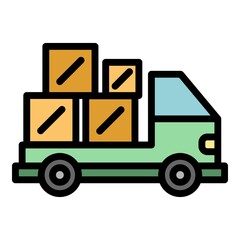 Wall Mural - Truck relocation icon. Outline truck relocation vector icon color flat isolated