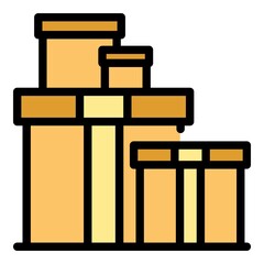 Poster - Carton relocation box icon. Outline carton relocation box vector icon color flat isolated