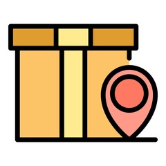 Poster - Parcel location icon. Outline parcel location vector icon color flat isolated