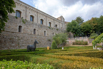 Montepulciano (SI), Italy - August 02, 2021: View of Montepulciano Fortezza Medicea, Tuscany, Italy