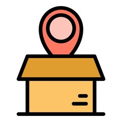Poster - Box relocation icon. Outline box relocation vector icon color flat isolated