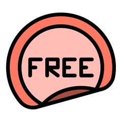 Poster - Free delivery label icon. Outline free delivery label vector icon color flat isolated