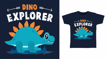 Wall Mural - Dino explorer cartoon for t shirt design