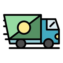 Poster - Fast truck delivery icon. Outline fast truck delivery vector icon color flat isolated