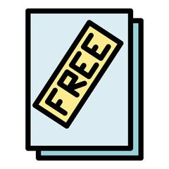 Poster - Free shipping package icon. Outline free shipping package vector icon color flat isolated
