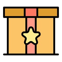 Poster - Gift box delivery icon. Outline gift box delivery vector icon color flat isolated