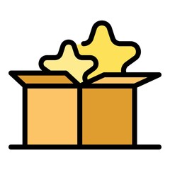 Canvas Print - Gift box star icon. Outline gift box star vector icon color flat isolated