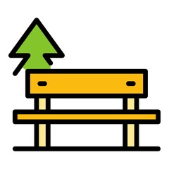 Poster - Street bench icon. Outline street bench vector icon color flat isolated