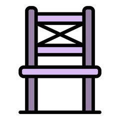 Poster - Folding chair in front icon. Outline folding chair in front vector icon color flat isolated