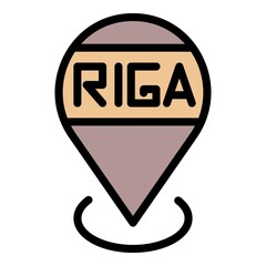 Poster - Riga location icon. Outline Riga location vector icon color flat isolated