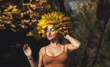© drakuliren - beautiful girl with a wreath of autumn leaves