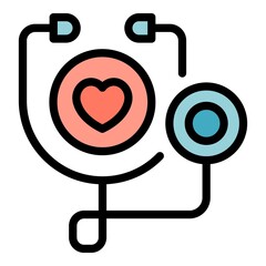 Poster - Stethoscope icon. Outline stethoscope vector icon color flat isolated