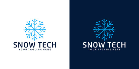 Wall Mural - technology snowflake logo design inspiration