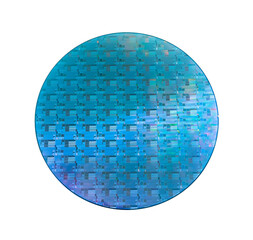 Sticker - Silicon wafer with chips isolated on white background