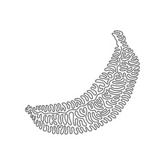 Poster - Single continuous line drawing whole healthy organic banana for orchard logo identity. Fresh tropical fruitage concept for fruit garden icon. Swirl curl style. One line draw design vector illustration
