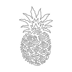 Poster - single one line drawing pineapple fruit. summer fruits for healthy lifestyle. exotic and delicious t