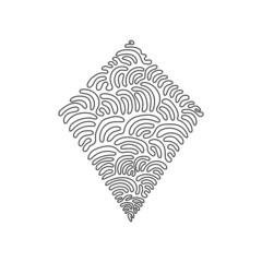 Poster - Single one line drawing geometric shapes, kite icon. Simple line, outline vector 3d figures icons for ui and ux, website or mobile application. Swirl curl style. Continuous line draw design vector