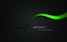 Abstract Black And Green Curves On Black Background With Free Space For Design. Modern Technology Innovation Concept Background
