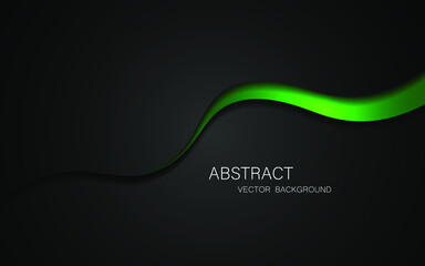 Abstract black and green curves on black background with free space for design. modern technology innovation concept background
