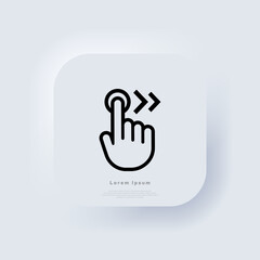Poster - Hand cursor swipe right icon. Elements for mobile concepts and web apps. Neumorphic UI UX white user interface web button. Neumorphism. Vector EPS 10