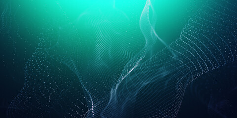 Cyber or technology background. Abstract particle fractal background. Ii-tech big data background illustration.