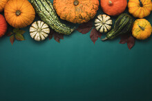 Autumn Background With Pumpkin Collection