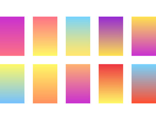Wall Mural - gradient color vector background set. colour pink, yellow, blue, purple, orange, red matt gradients.