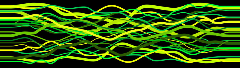 Poster - green and yellow curve lines, abstract background. outline waves, abstraction color shapes, modern b
