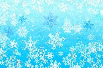 Wall Mural - Blue Christmas winter background with snowflakes.